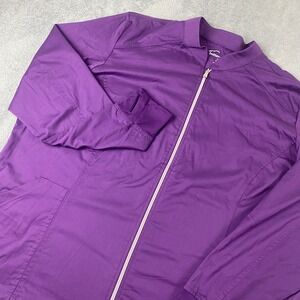 New Butter-Soft Women 3X Scrub Jacket Purple Stretch Zip Front Thumbhole BSS682